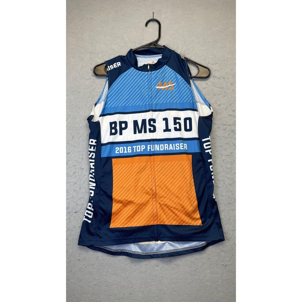 Primal Shirt Womens 2XL Blue Orange Cycling Jersey BP MS 150 Top Fundraiser 2016